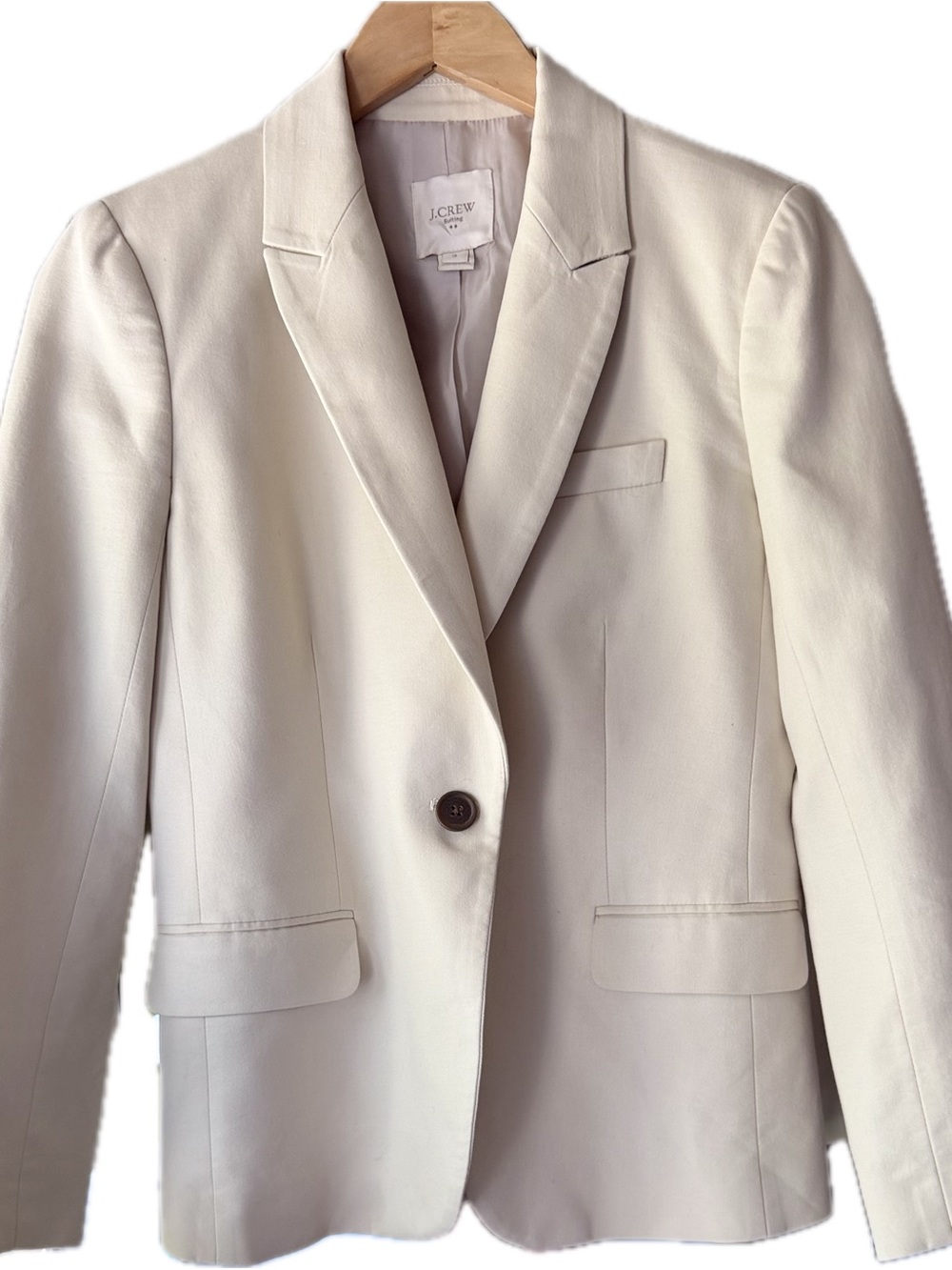 J. Crew Women's Cream Single-Button Cotton Lined Preppy Blazer Sz2